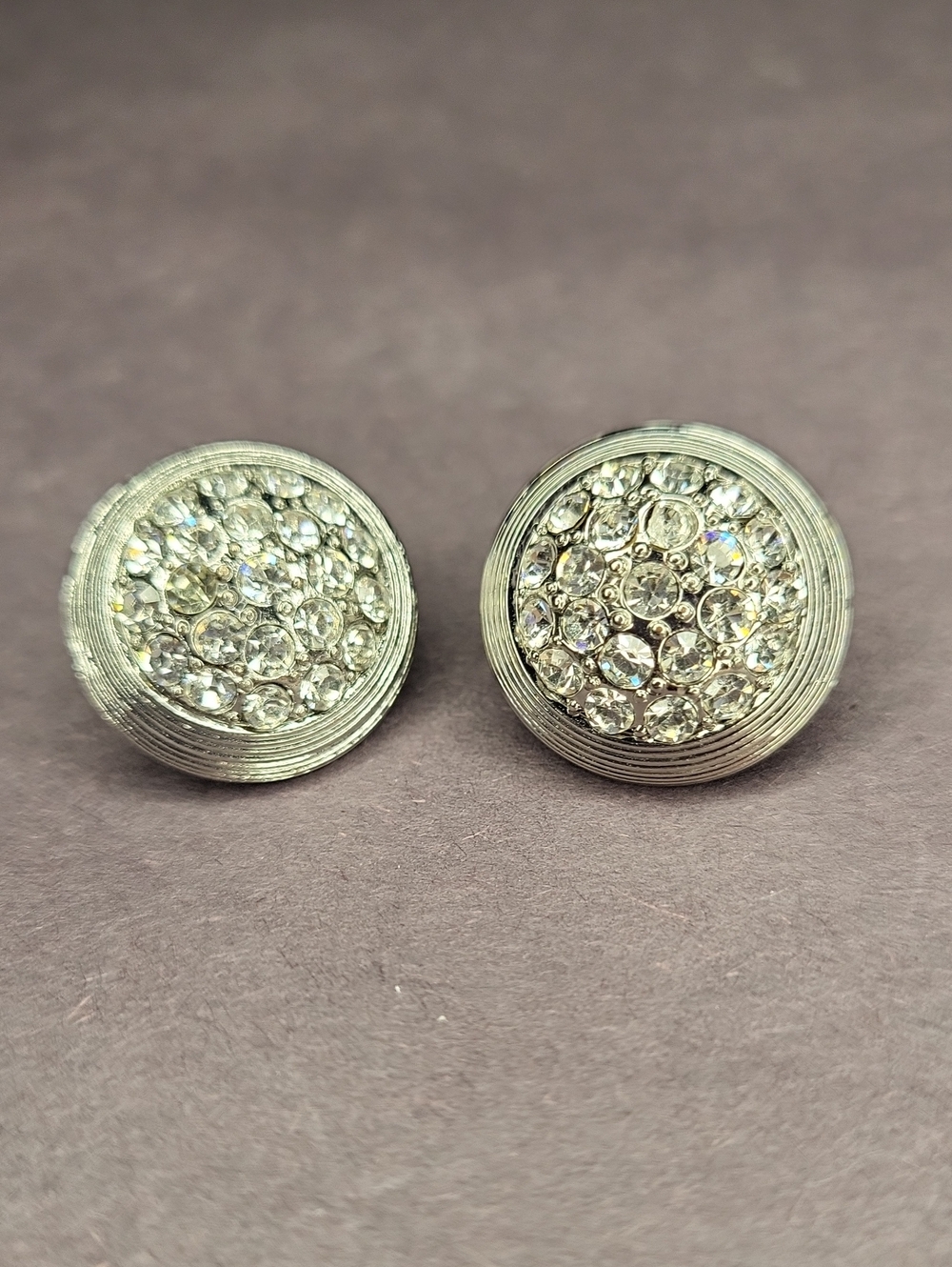 Crystal Pavé Round Silver-Tone Stud Earrings - Women Jewelry